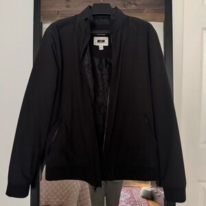 Joseph Abboud Modern Fit Tech Bomber Black Jacket, Medium